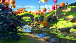 Digital painting landscape trees flowers - motion blur free wallpaper