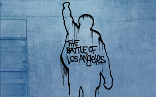 Man holding skateboard battle of - banksy free wallpaper