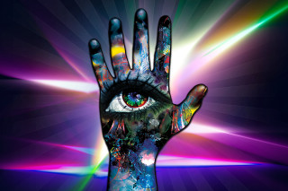 Hand painted eye multicolored background - a rainbow light free wallpaper