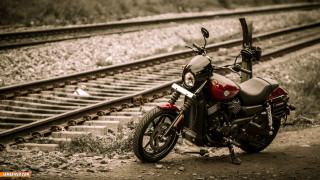 Motorcycle parked train track bird - the track free wallpaper