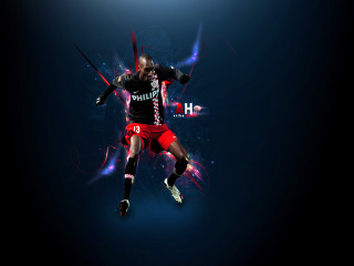 Soccer player jumping arms out 2 - a soccer player free wallpaper