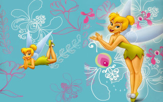 Tinkerbell girl flower background cartoon - fantasy style free wallpaper