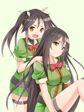 Anime girls hugging long hair 4 - long dark hair free wallpaper