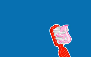 Red toothbrush pink toothpaste blue - a silk screen free wallpaper for desktop