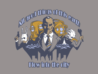 Man suit tie skull knife - a screenprint free wallpaper for desktop