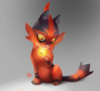 Red black cat white floor - a light bulb free wallpaper for tablet