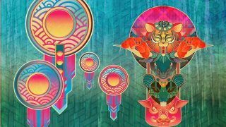 Cat mirror bird painting artwork - psychedelic art free wallpaper for desktop