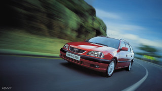 Red car driving road green 2 - anthony devas free wallpaper for desktop