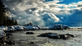 Stormy lake nature clouds mountains - stormy weather free wallpaper