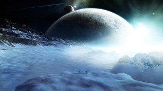 People walking snow field giant - a star in the sky free wallpaper