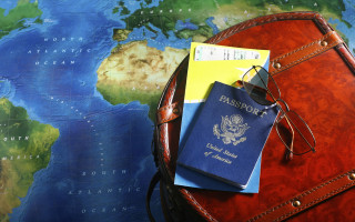 Passport suitcase map world nature - a suitcase in front free wallpaper