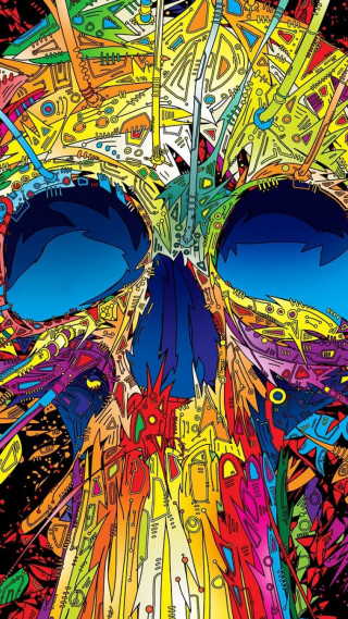 Colorful skull psychedelic pop art - psychedelic free wallpaper for mobile