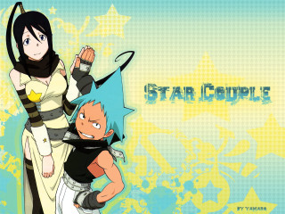 Anime couple blue yellow background - altoon sultan free wallpaper