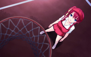 Girl red dress basketball court - a court free wallpaper for desktop