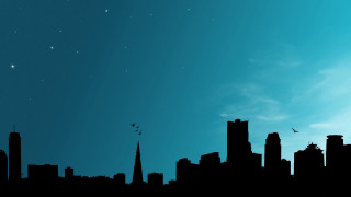 City skyline blue sky stars - overhead in the sky free wallpaper