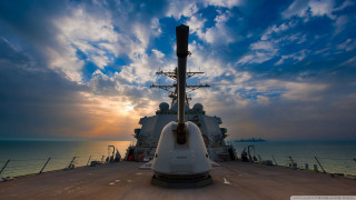 Battleship sunset clouds lightpole deck 2 - the deck free wallpaper