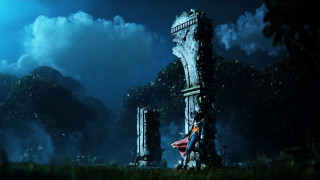 Creepy building forest night red - a red flag free wallpaper