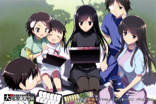 Group people laptop table book - a table in front free wallpaper