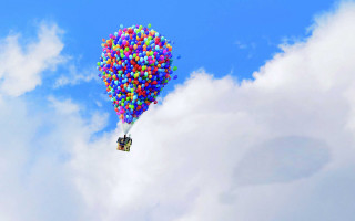 Balloons floating in the sky - white cloud free wallpaper for desktop