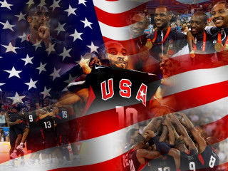 Athletes collage american flag team - heroic free wallpaper for desktop