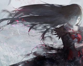 Woman long hair sword walking - cushart krenz free wallpaper