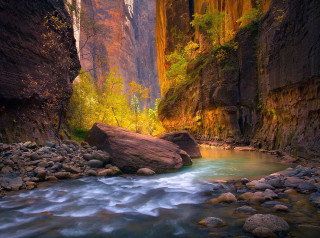 River canyon mountains trees nature - a river free wallpaper for desktop