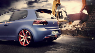 Blue car construction site bulldozer - adam willaerts free wallpaper