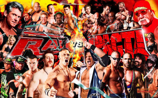 Wrestlers collage ring fire man - raw free wallpaper