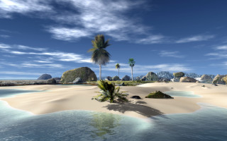 Tropical island palm trees rocks 4 - global illumination free wallpaper