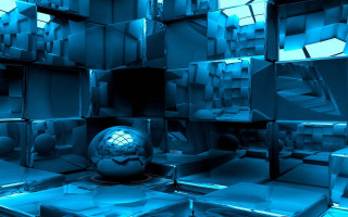 Blue room sphere cubes mirror - a blue room free wallpaper
