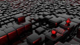 Cubes red lights black room - a room free wallpaper