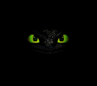 Black background green glowing eyes - free cats wallpaper for tablet