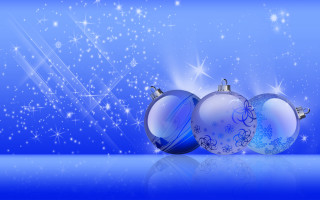 Christmas balls blue background stars - star and snow free wallpaper