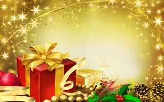 Christmas background presents decorations gold 6 - digital free wallpaper for desktop
