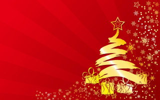 Christmas tree gold ribbon stars - a christmas tree free wallpaper