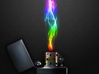 Lighter holder rainbow smoke black - fire free wallpaper