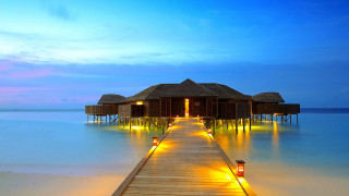 Dock wooden house water night 4 - daren bader free wallpaper for desktop