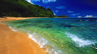 Beach wave mountain blue sky - blue sky free wallpaper