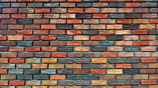 Colorful brick wall black cat - cubism free wallpaper