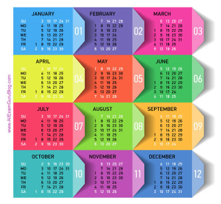 Colorful calendar white background image - synchromism free wallpaper