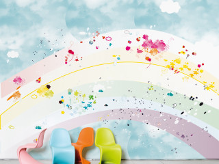 Rainbow wall mural chair wallpaper - graffiti paint free wallpaper