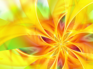 Yellow green flower white background - fractal free wallpaper