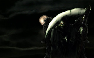 Creepy angel sculler dark night - his back in free wallpaper