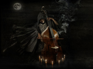 Skeleton cello dark room candles - bastien l. deharme free wallpaper