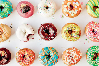 Variety donuts toppings white box - sprinkle free wallpaper