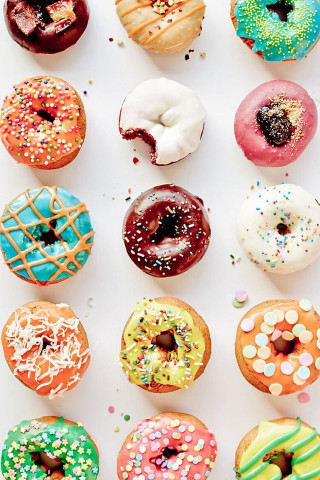 Donuts variety toppings box sprinkles - a box free wallpaper for mobile