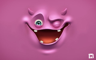 Pink monster face big eyes - big eye free wallpaper