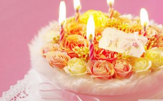 Birthday cake candles flowers lace - a birthday cake free wallpaper