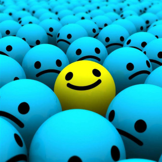 Yellow smiley blue dots glowing - yellow free wallpaper for tablet