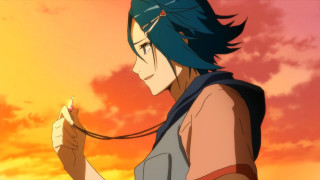 Blue hair string sunset distant - a string free wallpaper